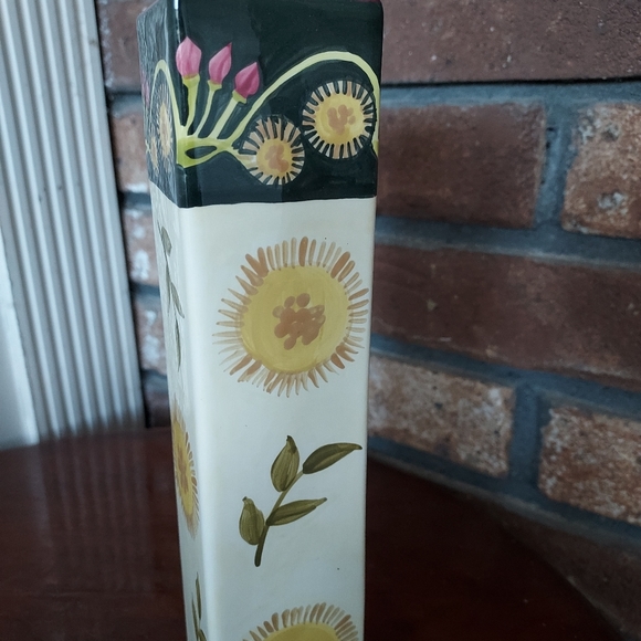 Fiasco Inc Peru Ceramic Rectangular Bud Vase Sun Flowers - Picture 4 of 8